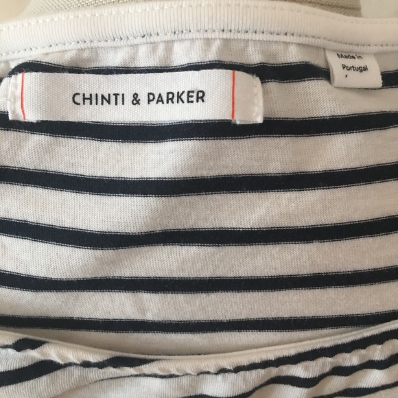 Chinti + Parker Cream/Navy Striped Breton Heart T - Picture 7 of 8
